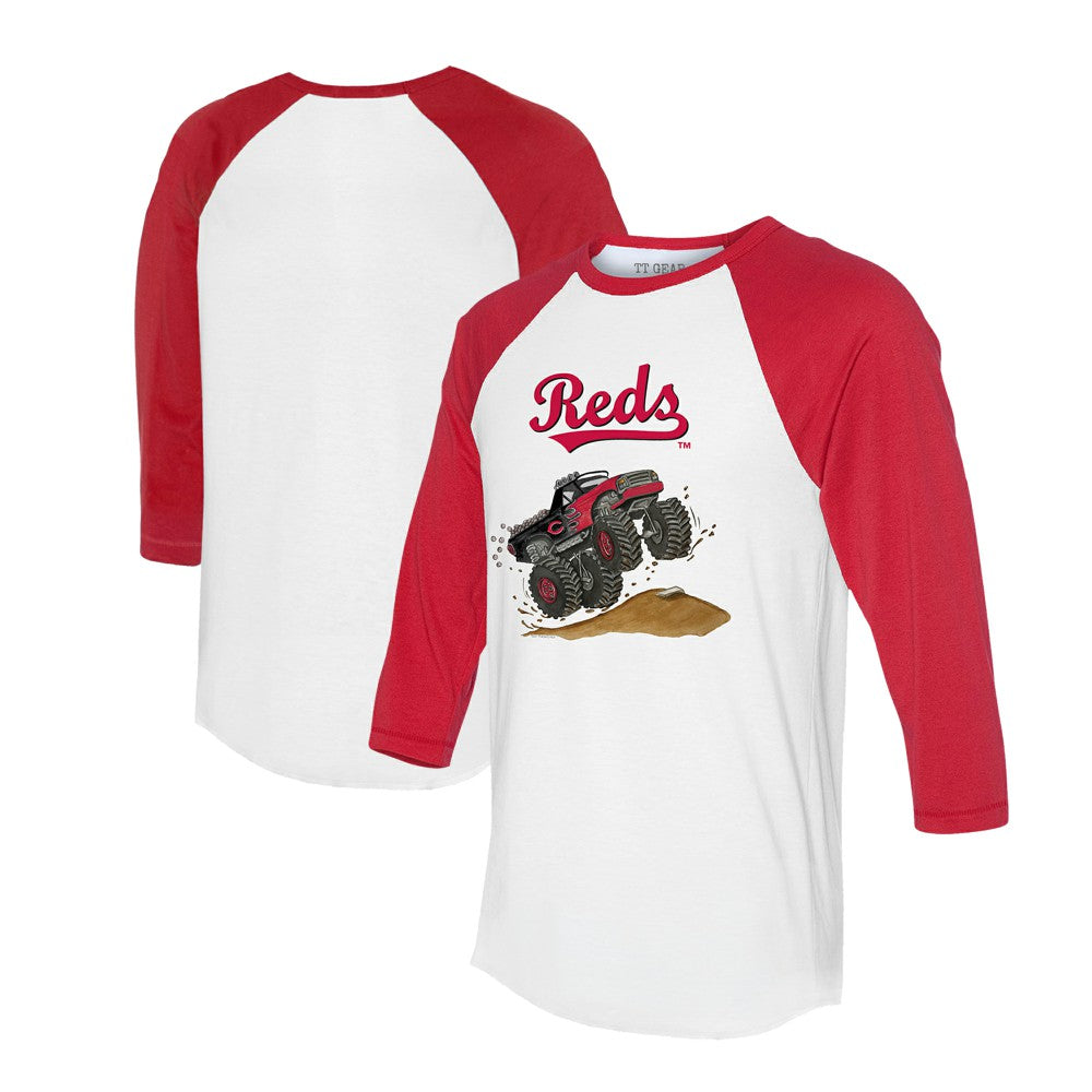 Cincinnati Reds Tiny Turnip Unisex Monster Truck 3/4-Sleeve Raglan T-Shirt White/Red