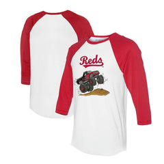 Cincinnati Reds Tiny Turnip Unisex Monster Truck 3/4-Sleeve Raglan T-Shirt White/Red