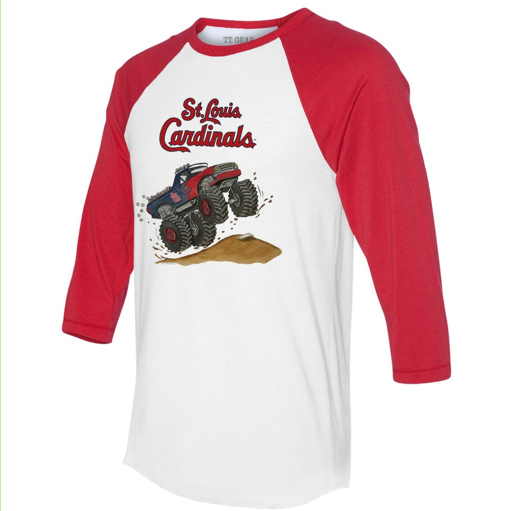 St. Louis Cardinals Tiny Turnip Unisex Monster Truck 3/4-Sleeve Raglan T-Shirt White/Red