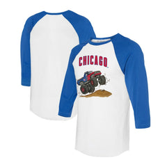 Chicago Cubs Tiny Turnip Unisex Monster Truck 3/4-Sleeve Raglan T-Shirt White/Royal