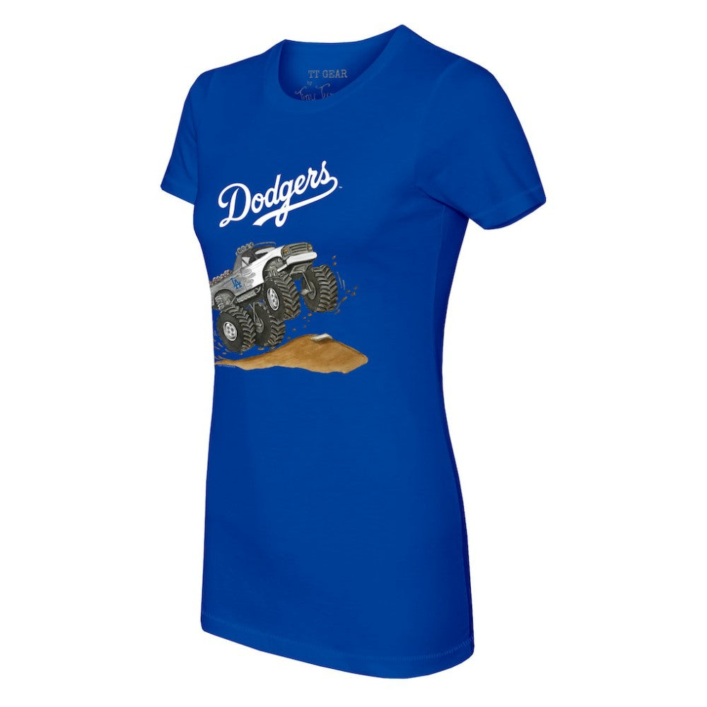 Los Angeles Dodgers Tiny Turnip Women's Monster Truck T-Shirt Royal