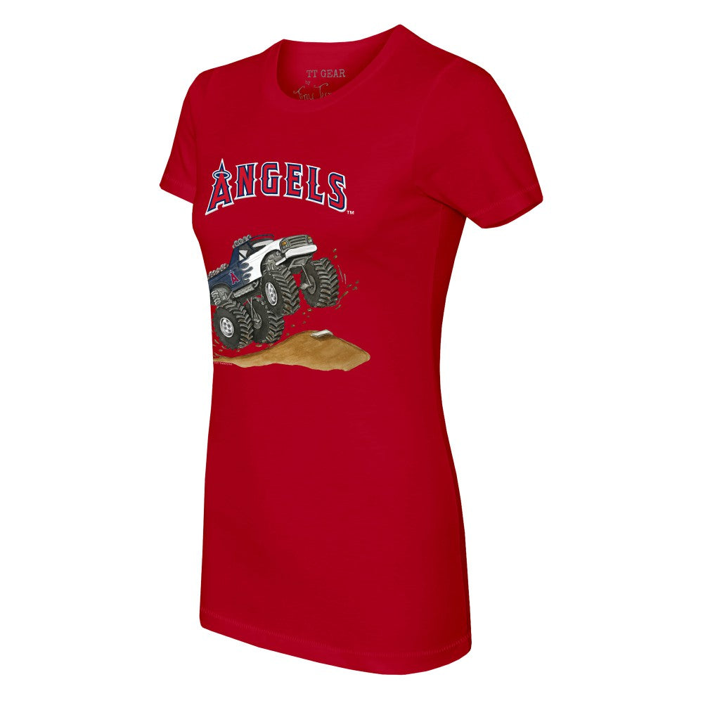 Los Angeles Angels Tiny Turnip Women's Monster Truck T-Shirt Red