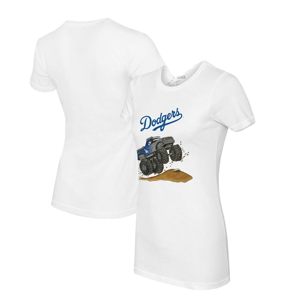 Los Angeles Dodgers Tiny Turnip Women's Monster Truck T-Shirt White
