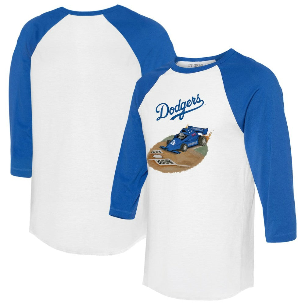 Los Angeles Dodgers Tiny Turnip Unisex Race Car 3/4-Sleeve Raglan T-Shirt White/Royal