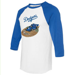 Los Angeles Dodgers Tiny Turnip Unisex Race Car 3/4-Sleeve Raglan T-Shirt White/Royal