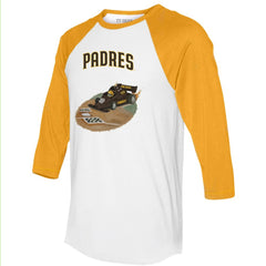San Diego Padres Tiny Turnip Unisex Race Car 3/4-Sleeve Raglan T-Shirt White/Gold