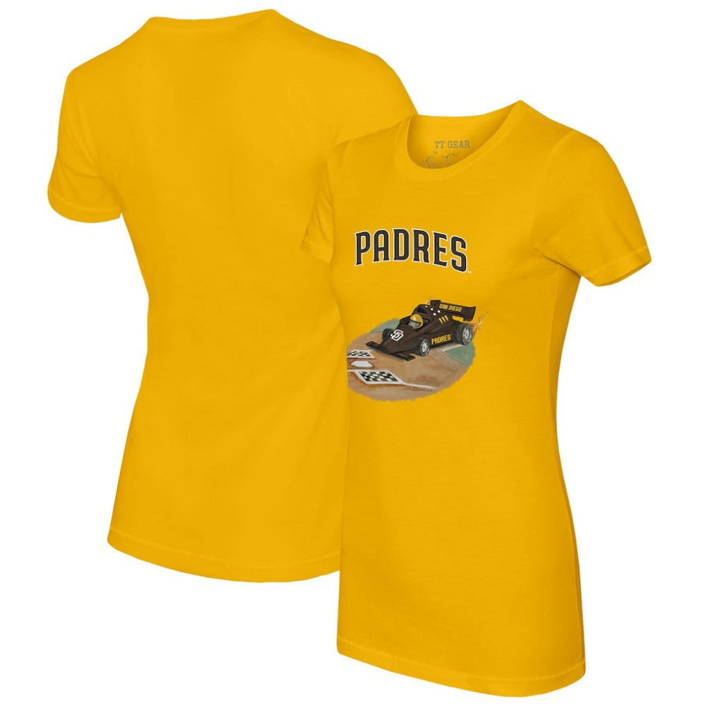 San Diego Padres Tiny Turnip Women's Race Car T-Shirt Gold