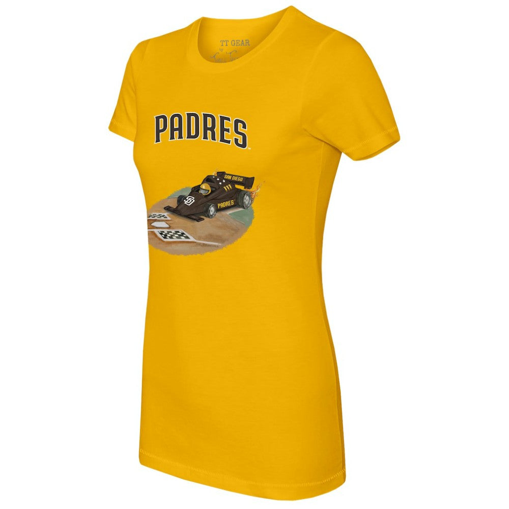 San Diego Padres Tiny Turnip Women's Race Car T-Shirt Gold