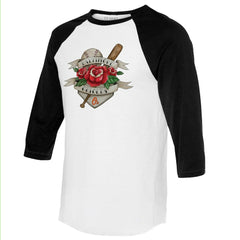 Baltimore Orioles Tiny Turnip Unisex Tattoo Rose 3/4-Sleeve Raglan T-Shirt White/Black