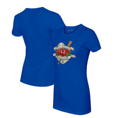 Los Angeles Dodgers Tiny Turnip Women's Tattoo Rose T-Shirt Royal