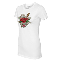Cincinnati Reds Tiny Turnip Women's Tattoo Rose T-Shirt White