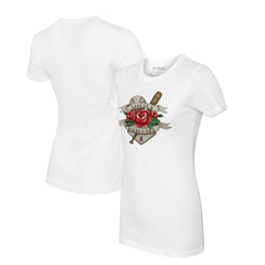 Los Angeles Angels Tiny Turnip Women's Tattoo Rose T-Shirt White