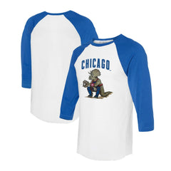 Chicago Cubs Tiny Turnip Unisex Triceratops 3/4-Sleeve Raglan T-Shirt White/Royal
