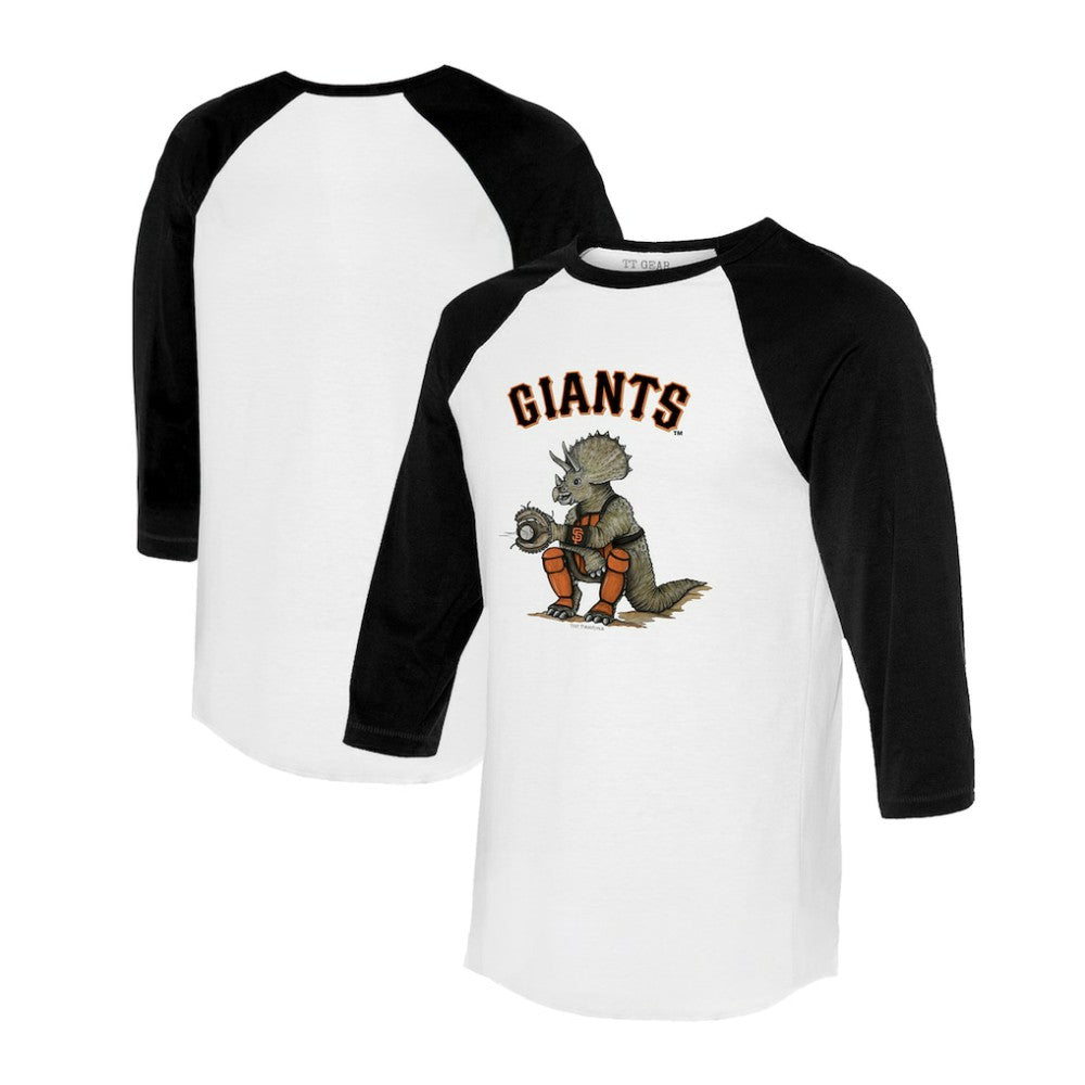 San Francisco Giants Tiny Turnip Unisex Triceratops 3/4-Sleeve Raglan T-Shirt White/Black