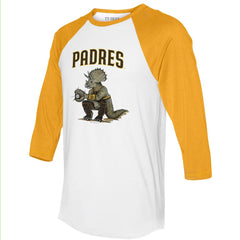 San Diego Padres Tiny Turnip Unisex Triceratops 3/4-Sleeve Raglan T-Shirt White/Gold