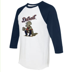 Detroit Tigers Tiny Turnip Unisex Triceratops 3/4-Sleeve Raglan T-Shirt White/Navy