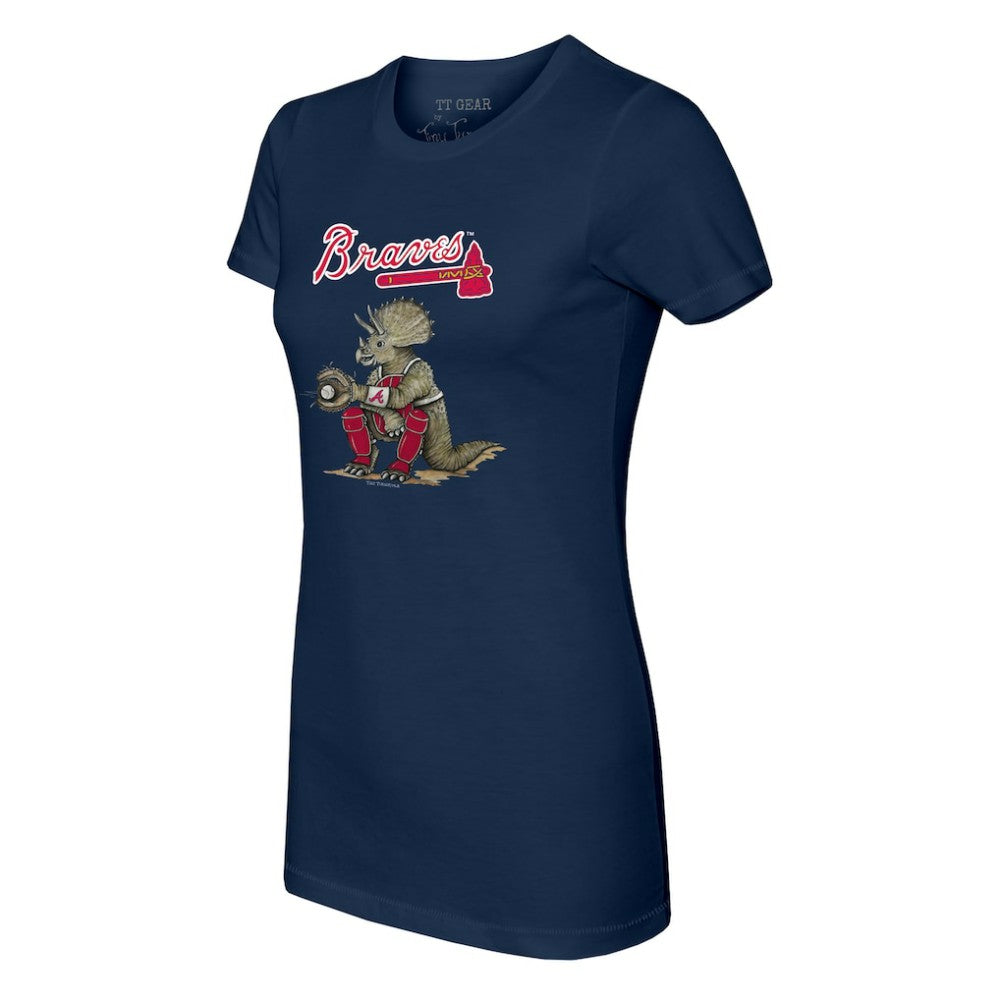 Atlanta Braves Tiny Turnip Women's Triceratops T-Shirt Navy