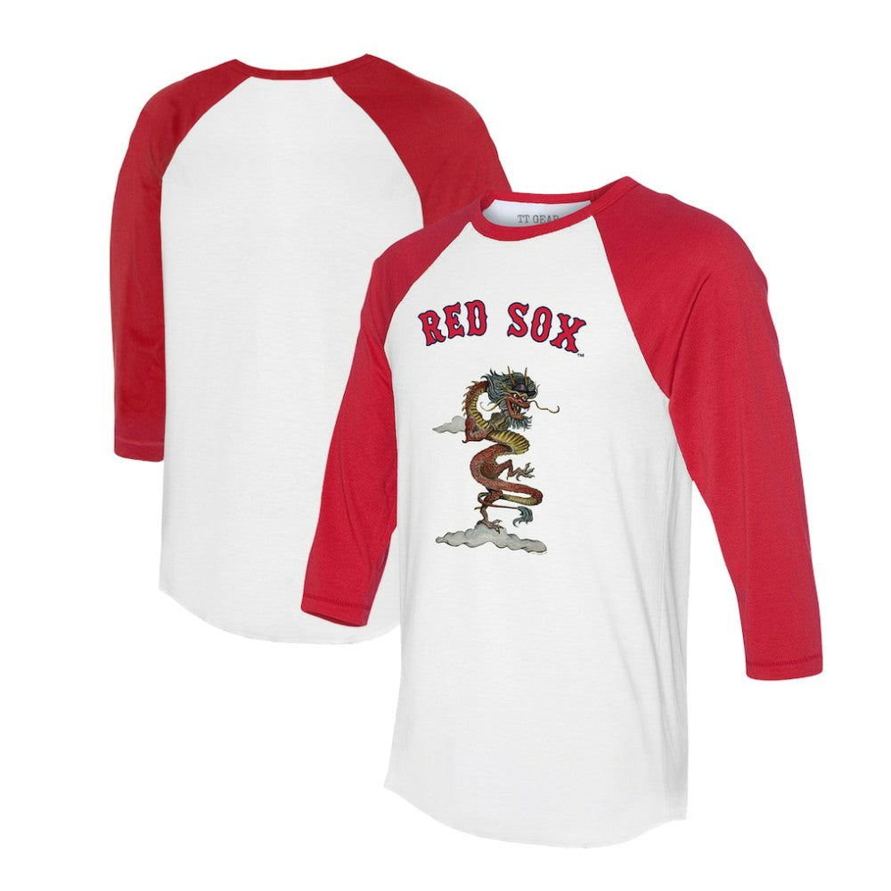 Boston Red Sox Tiny Turnip Unisex 2024 Year of the Dragon 3/4-Sleeve Raglan T-Shirt White/Red