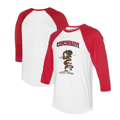 Cincinnati Reds Tiny Turnip Unisex 2024 Year of the Dragon 3/4-Sleeve Raglan T-Shirt White/Red