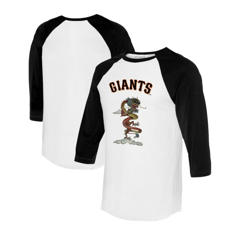 San Francisco Giants Tiny Turnip Unisex 2024 Year of the Dragon 3/4-Sleeve Raglan T-Shirt White/Black