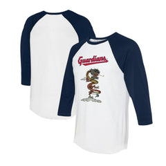 Cleveland Guardians Tiny Turnip Unisex 2024 Year of the Dragon 3/4-Sleeve Raglan T-Shirt White/Navy