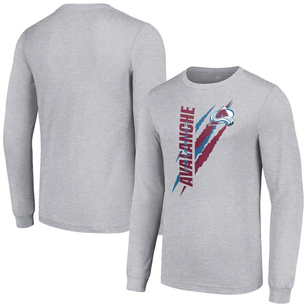 Colorado Avalanche Starter Color Scratch Long-Sleeve T-Shirt Heather Gray