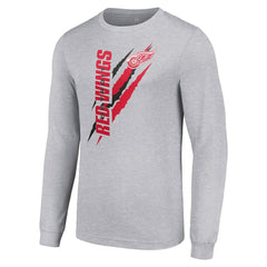 Detroit Red Wings Starter Color Scratch Long-Sleeve T-Shirt Heather Gray