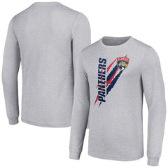 Florida Panthers Starter Color Scratch Long-Sleeve T-Shirt Heather Gray