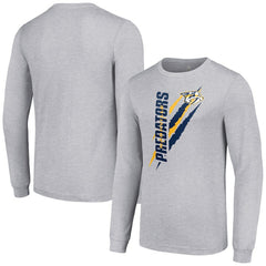 Nashville Predators Starter Color Scratch Long-Sleeve T-Shirt Heather Gray