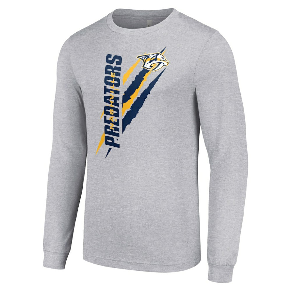 Nashville Predators Starter Color Scratch Long-Sleeve T-Shirt Heather Gray