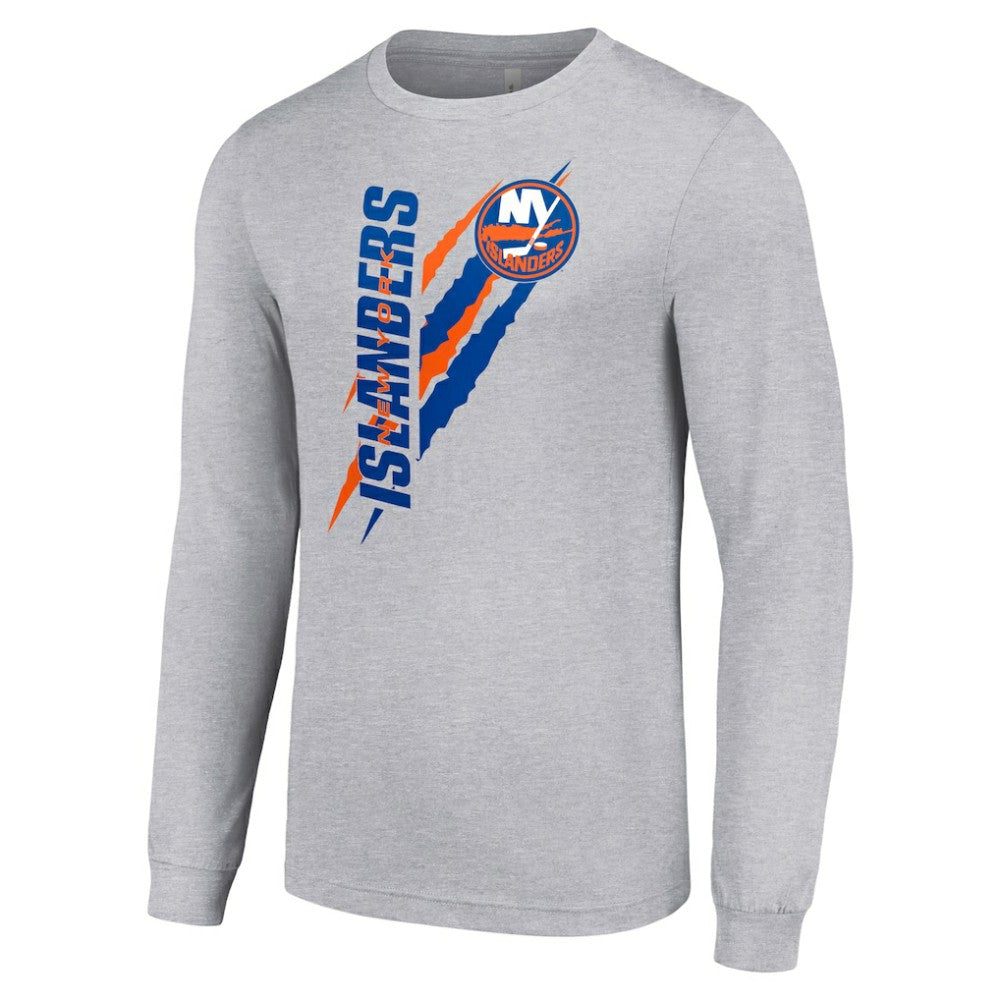 New York Islanders Starter Color Scratch Long-Sleeve T-Shirt Heather Gray