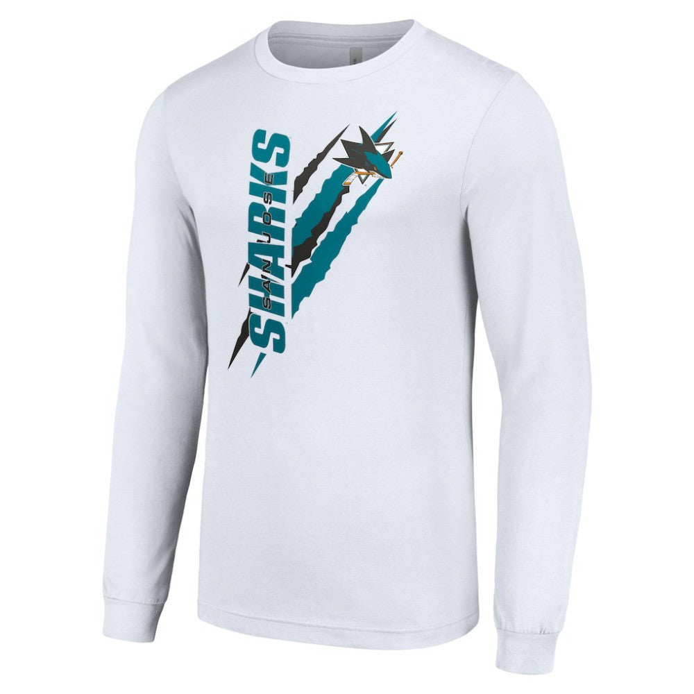 San Jose Sharks Starter Color Scratch Long-Sleeve T-Shirt White