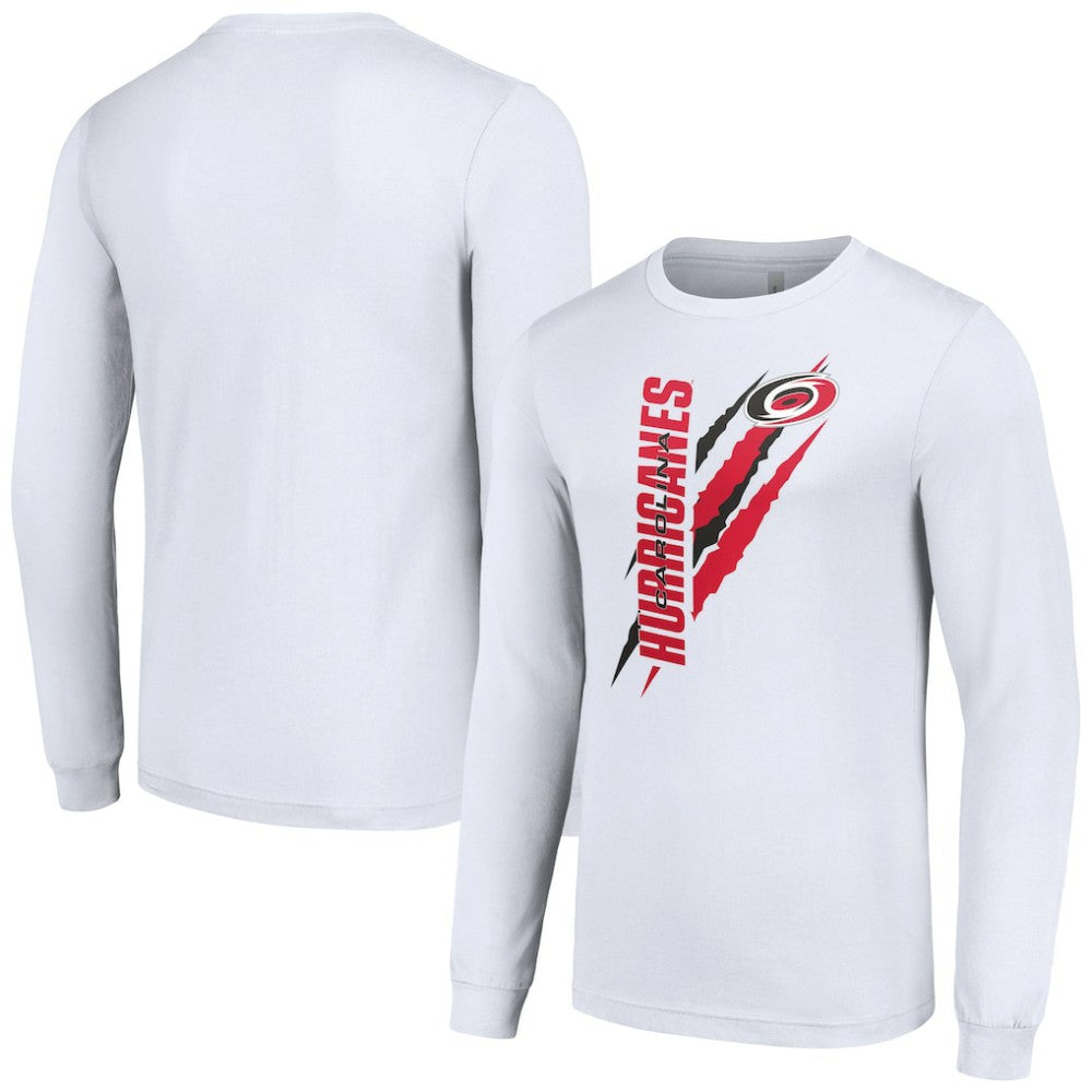 Carolina Hurricanes Starter Color Scratch Long-Sleeve T-Shirt White