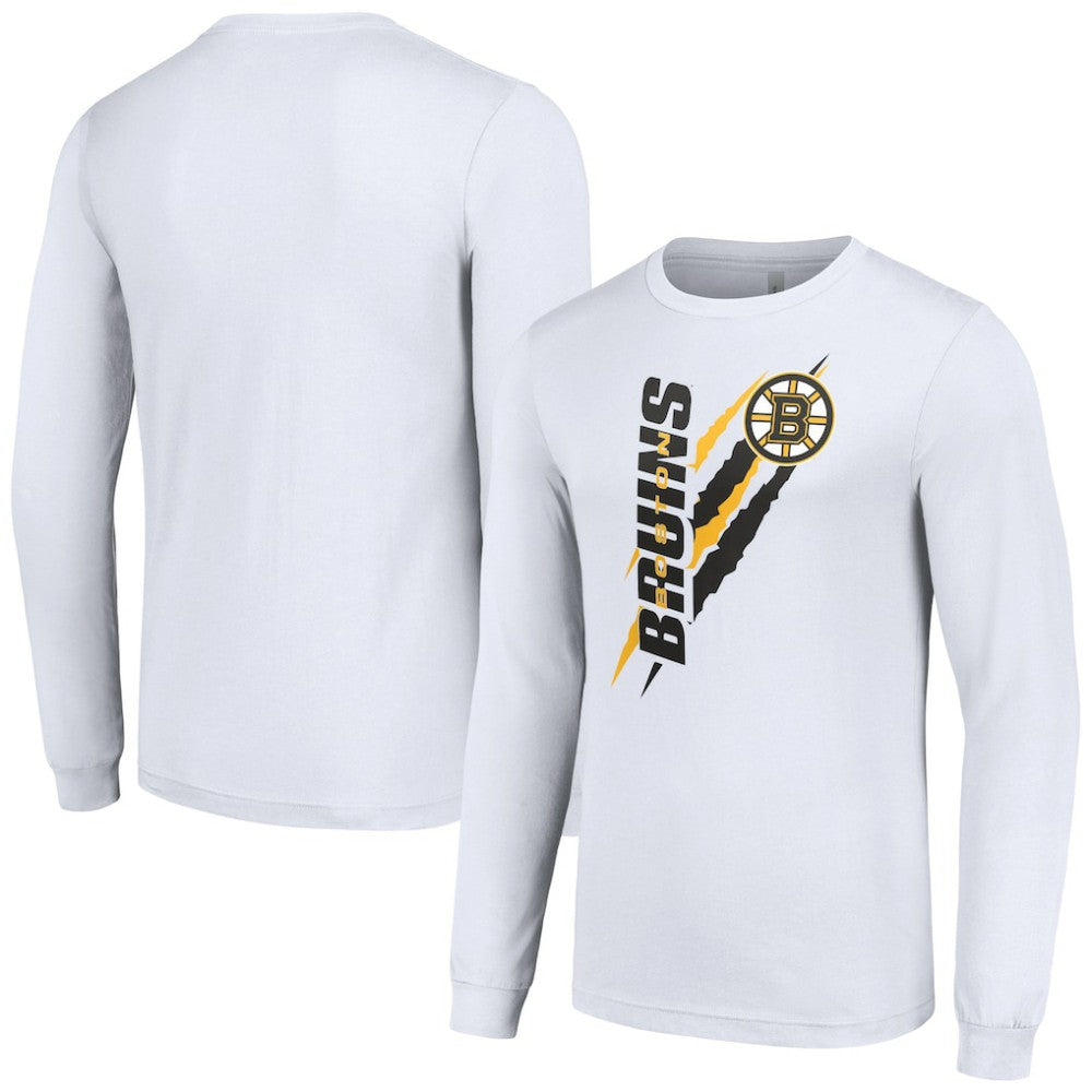 Boston Bruins Starter Color Scratch Long-Sleeve T-Shirt White