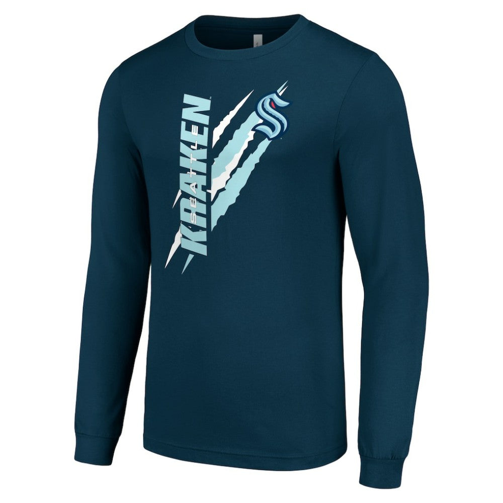Seattle Kraken Starter Color Scratch Long-Sleeve T-Shirt Deep Sea Blue