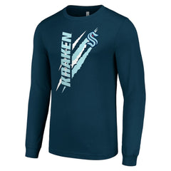 Seattle Kraken Starter Color Scratch Long-Sleeve T-Shirt Deep Sea Blue