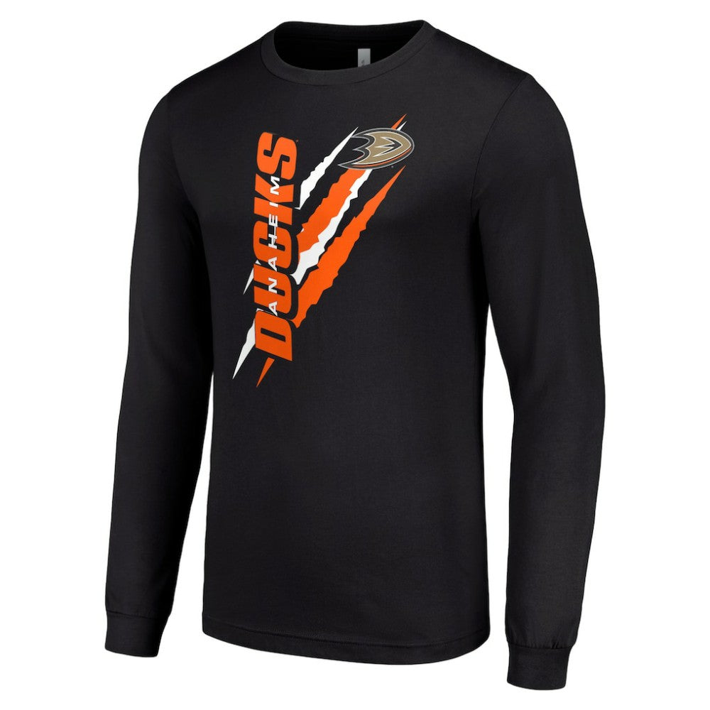 Anaheim Ducks Starter Color Scratch Long-Sleeve T-Shirt Black