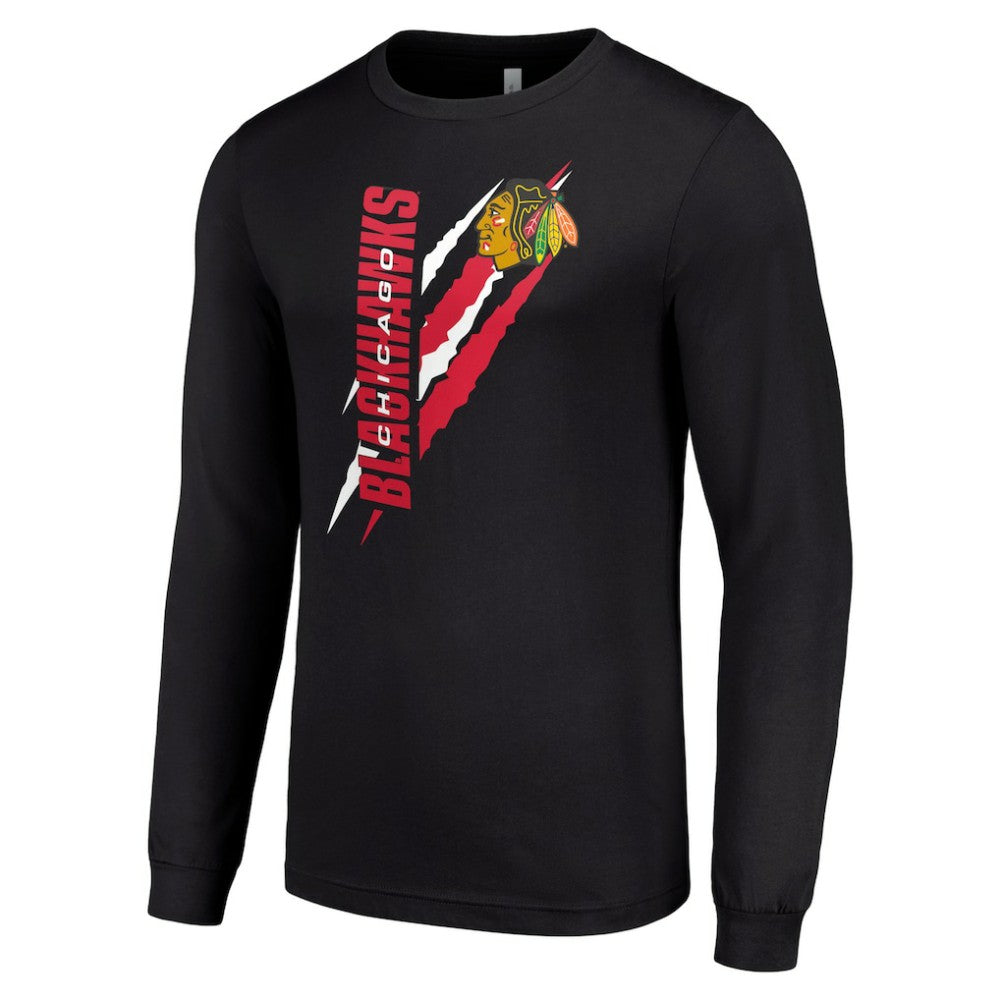 Chicago Blackhawks Starter Color Scratch Long-Sleeve T-Shirt Black