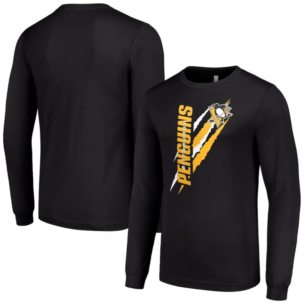Pittsburgh Penguins Starter Color Scratch Long-Sleeve T-Shirt Black