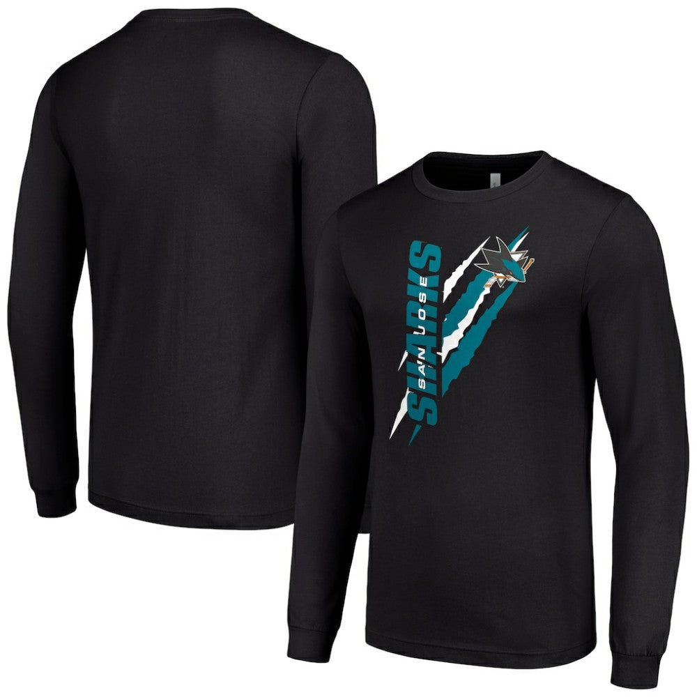 San Jose Sharks Starter Color Scratch Long-Sleeve T-Shirt Black