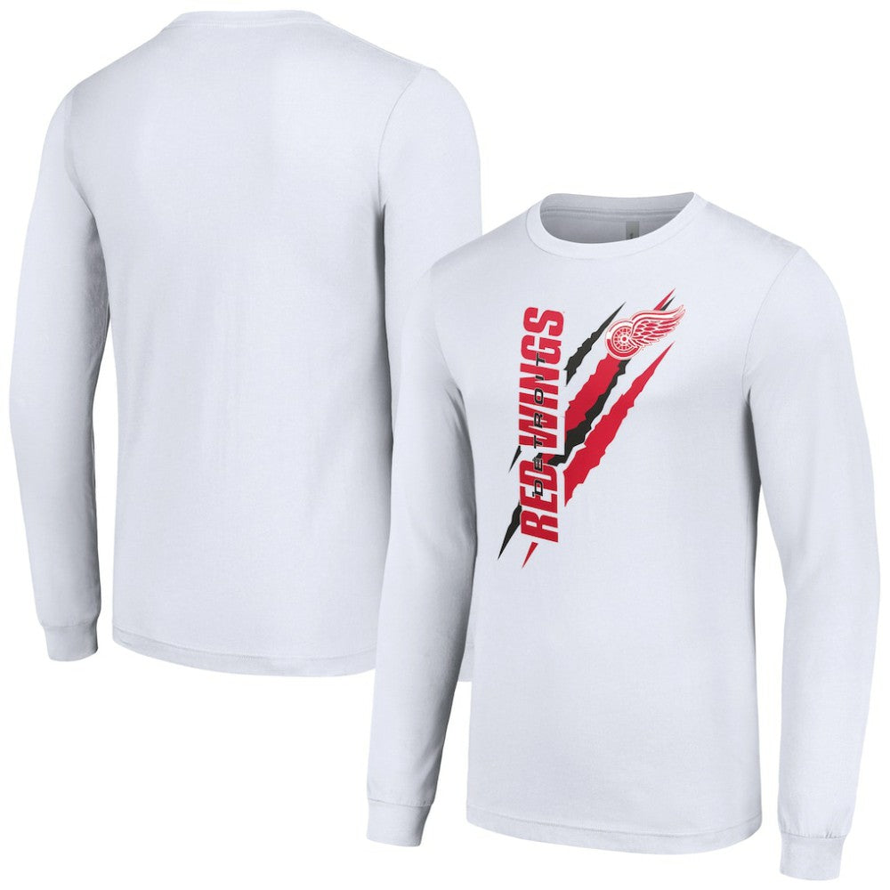 Detroit Red Wings Starter Color Scratch Long-Sleeve T-Shirt White