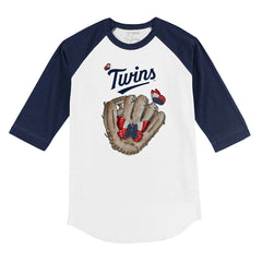 Minnesota Twins Tiny Turnip Youth Butterfly Glove 3/4-Sleeve Raglan T-Shirt White/Navy