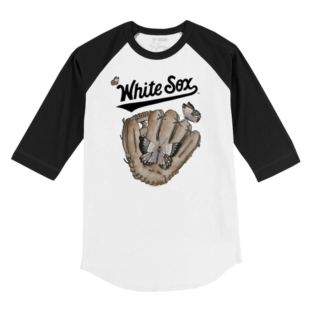 Chicago White Sox Tiny Turnip Youth Butterfly Glove 3/4-Sleeve Raglan T-Shirt White/Black