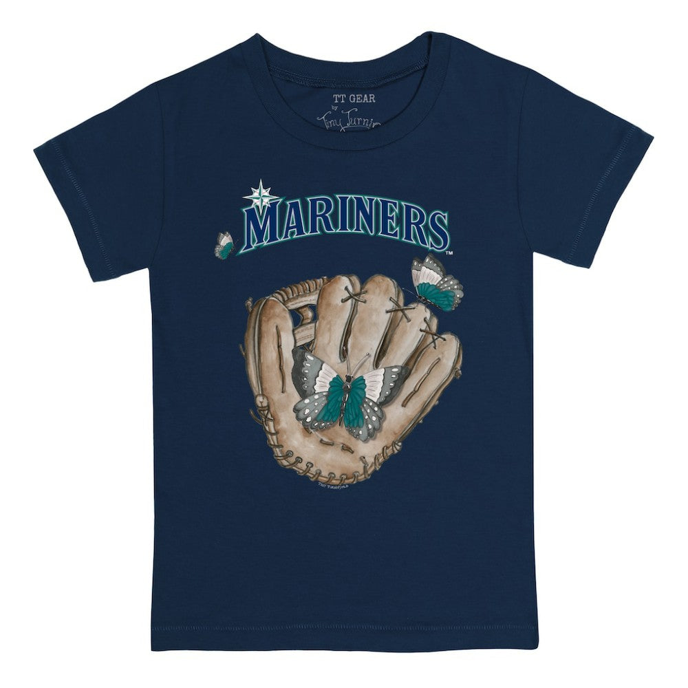 Seattle Mariners Tiny Turnip Youth Butterfly Glove T-Shirt Navy