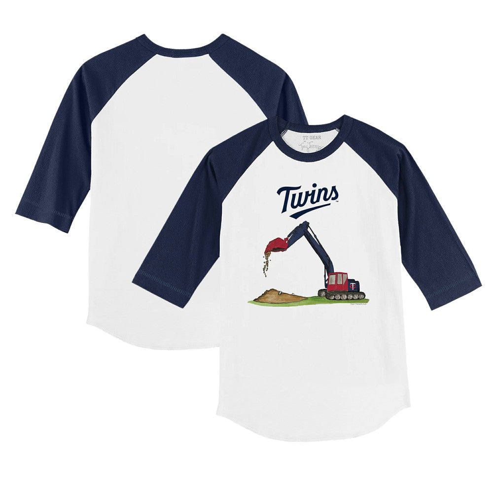 Minnesota Twins Tiny Turnip Youth Excavator 3/4-Sleeve Raglan T-Shirt White/Navy
