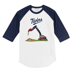 Minnesota Twins Tiny Turnip Youth Excavator 3/4-Sleeve Raglan T-Shirt White/Navy