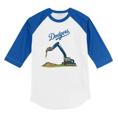Los Angeles Dodgers Tiny Turnip Youth Excavator 3/4-Sleeve Raglan T-Shirt White/Royal