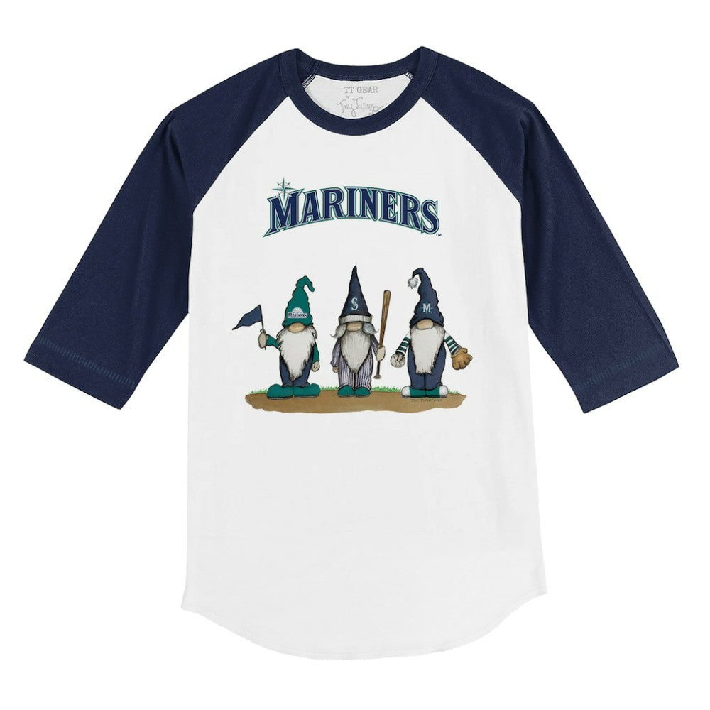 Seattle Mariners Tiny Turnip Youth Gnomes 3/4-Sleeve Raglan T-Shirt White/Navy