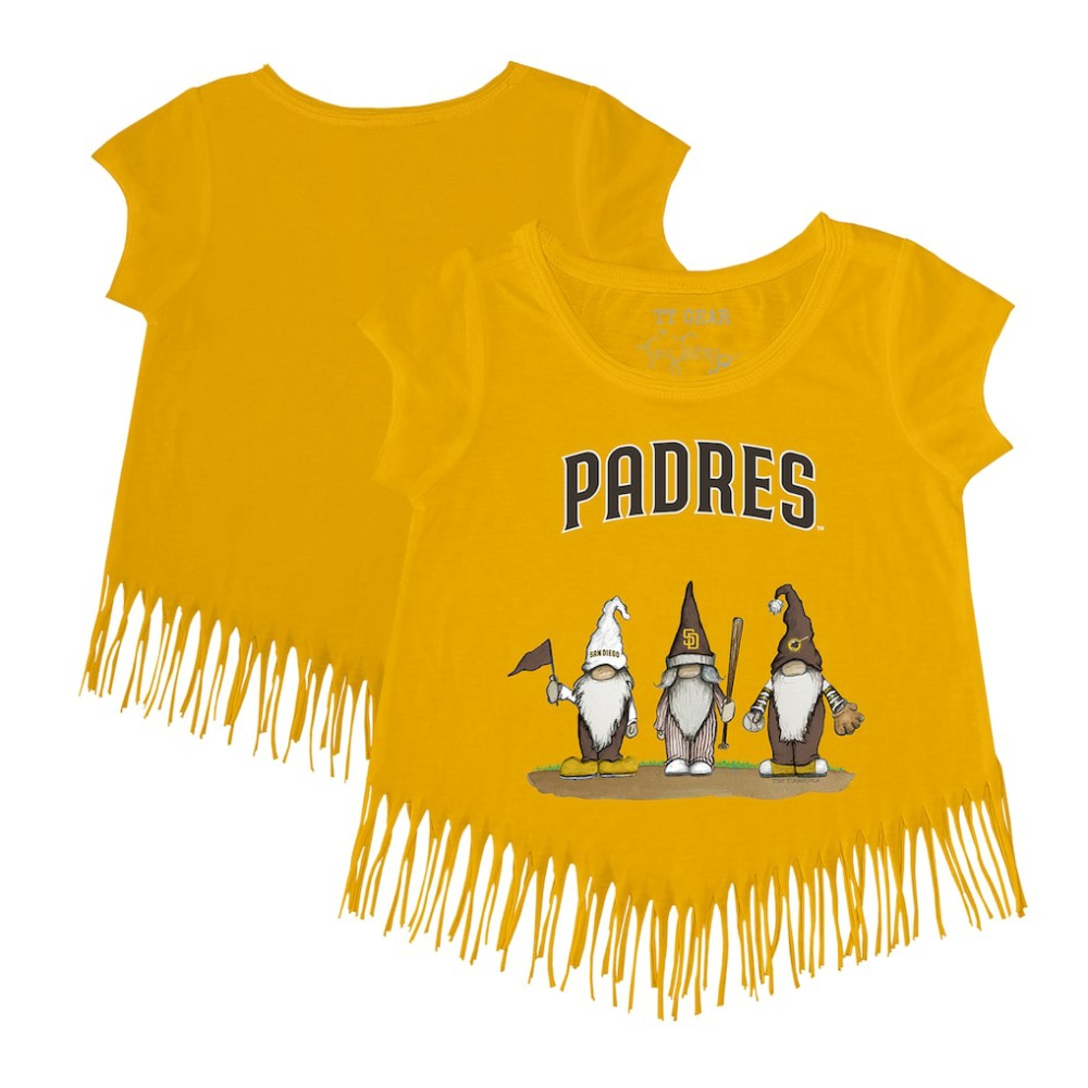 San Diego Padres Tiny Turnip Girls Youth Gnomes Fringe T-Shirt Gold
