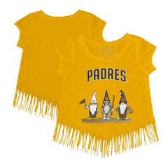 San Diego Padres Tiny Turnip Girls Youth Gnomes Fringe T-Shirt Gold